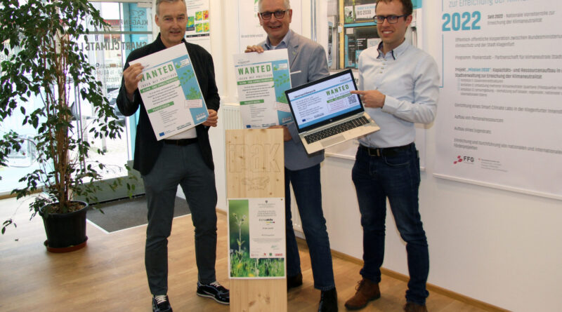 Freuen sich auf die Klimaschutz-Ideen der Klagenfurter: Dr. Wolfgang Hafner (Leiter der Abteilung Klima- und Umweltschutz), Klima- und Umweltschutzreferent Vizebürgermeister Dr. Alexander Kastner und Dr. Georg Eichler (IPAK GmbH - Smart Climate Lab).