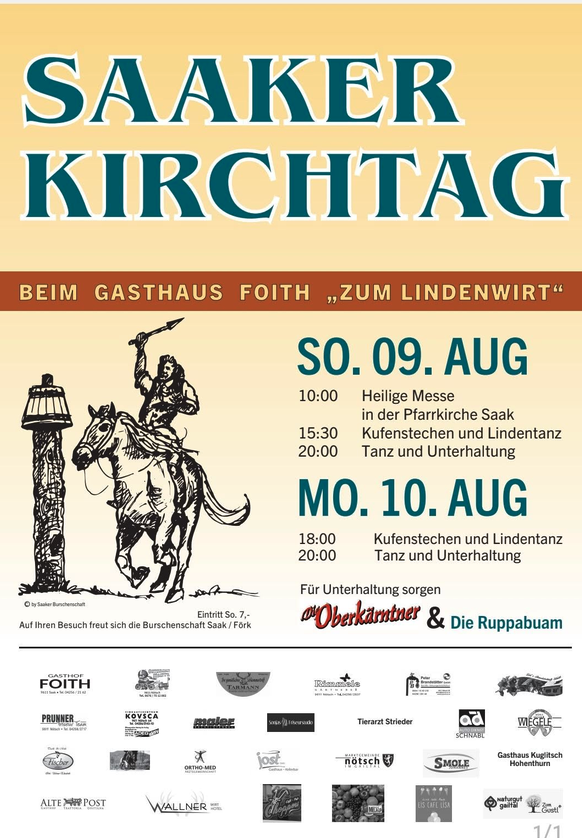 Saaker Kirchtag beim Gasthaus Foith „Zum Lindenwirt“